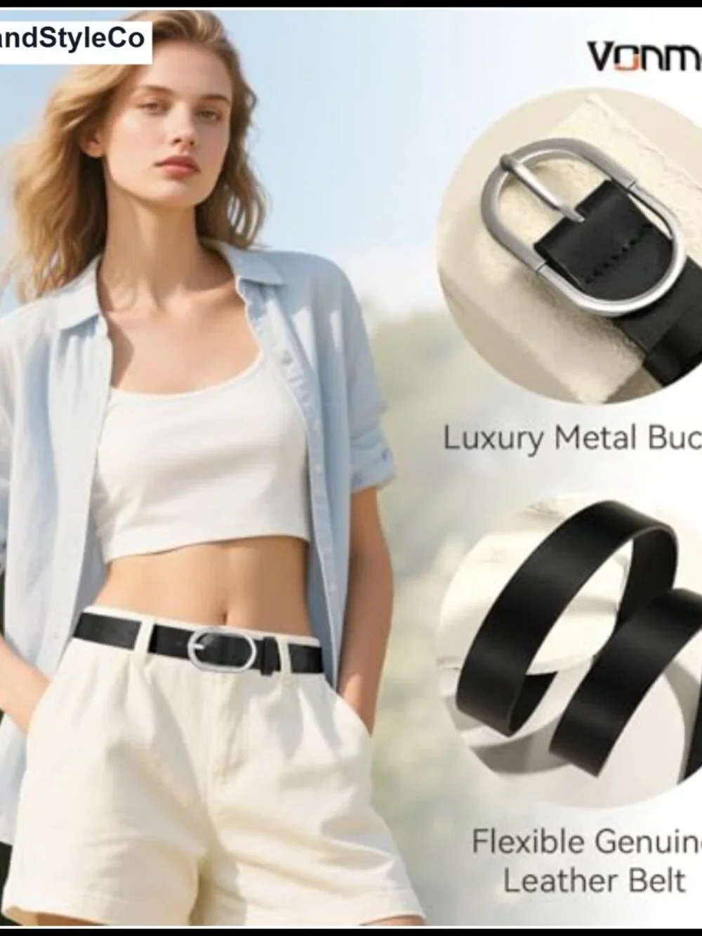 3 Pack Faux Leather Belts for Women Gold Buckle Adjustable Dress Belt